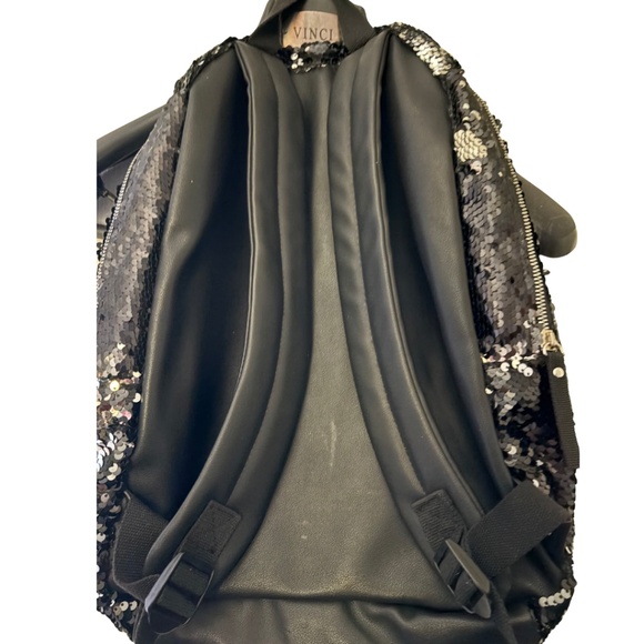 Black Sequin Zippered Backpack main image 4